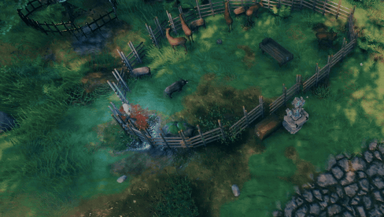 A Herdwarden culling boars in a pen